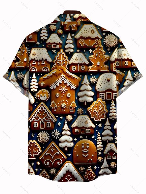 Chemise de Noël pour homme avec imprimé sapin et flocons de neige - Noir 5XL
