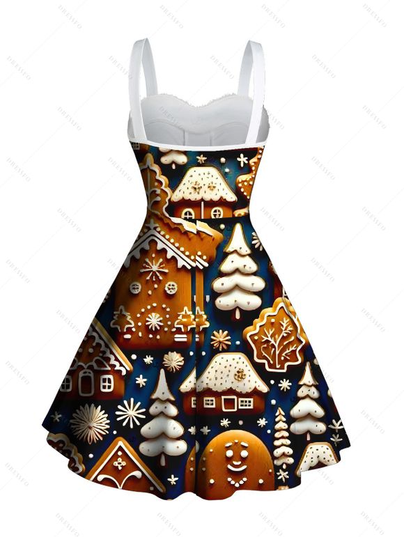 Couple Outfit Christmas Tree Snowflake Elements Printed Faux Fur Dress and Shirt Set - Noir S | US 4