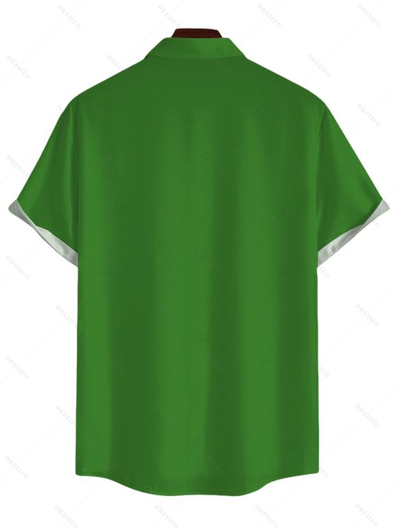 Chemise de Noël pour homme, imprimé 3D canne à sucre, boutonnée - PLANT GREEN 5XL