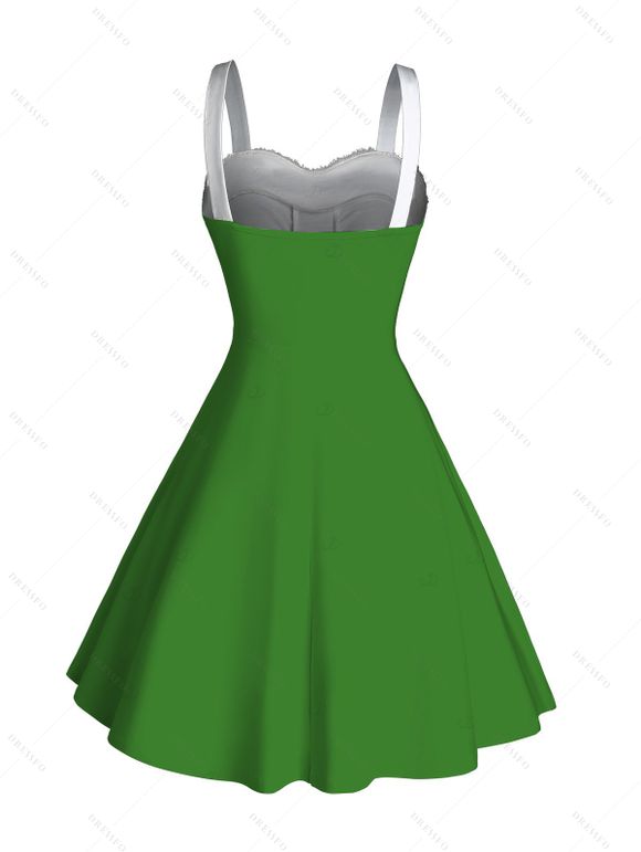 Robe de Noël avec ceinture et imprimé 3D en fausse fourrure, mini-robe - PLANT GREEN XXXXXL | US 20