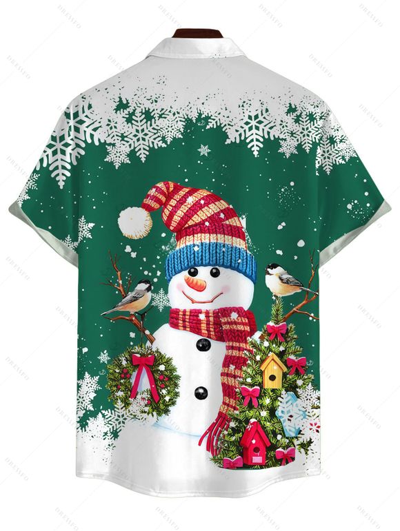 Couple Outfit Christmas Tree Snowman Snowflake Print Faux Fur Dress and Shirt Set - PLANT GREEN S | US 4