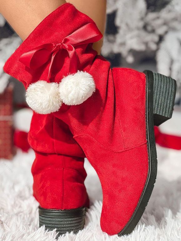 Christmas Outfit Bell Snowflake Print Hoodie Dress Leggings and Boots Set - Rouge S | US 4