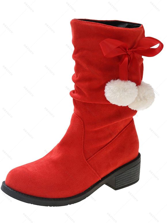 Christmas Outfit Bell Snowflake Print Hoodie Dress Leggings and Boots Set - Rouge S | US 4