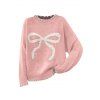 Pull Daily Sweater à manches longues imprimé jacquard et nœud papillon - Rose L | US 8