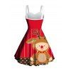 Robe de Noël à rayures et pois en fausse fourrure avec motif d'élan - Rouge XXXXXL | US 20