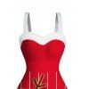 Robe de Noël à rayures et pois en fausse fourrure avec motif d'élan - Rouge XXXXXL | US 20