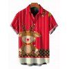 Chemise de Noël pour homme, imprimé élan, rayures et pois, boutonnée - Rouge 5XL