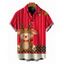 Chemise de Noël pour homme, imprimé élan, rayures et pois, boutonnée - Rouge 5XL