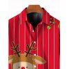 Chemise de Noël pour homme, imprimé élan, rayures et pois, boutonnée - Rouge 5XL