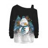 Sweat-shirt à boucle imprimé léopard, sapin de Noël et flocons de neige, bonhomme de neige - Noir XXXXXL | US 20