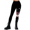Leggings de Noël avec chapeau à carreaux bonhomme de neige et imprimé flocons de neige, taille élastique - Noir XXL | US 14