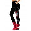 Leggings de Noël avec chapeau à carreaux bonhomme de neige et imprimé flocons de neige, taille élastique - Noir XXL | US 14