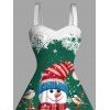 Robe de fête imprimée sapin de Noël, bonhomme de neige et flocons de neige, en fausse fourrure - PLANT GREEN XXXXXL | US 20