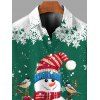 Chemise de Noël pour homme, imprimé sapin de Noël, bonhomme de neige et flocons de neige, à boutons - PLANT GREEN 5XL