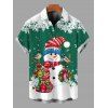 Chemise de Noël pour homme, imprimé sapin de Noël, bonhomme de neige et flocons de neige, à boutons - PLANT GREEN 5XL