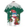 Chemise de Noël pour homme, imprimé sapin de Noël, bonhomme de neige et flocons de neige, à boutons - PLANT GREEN 5XL
