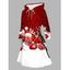Robe sweat à capuche de Noël colorblock à imprimé élan, Père Noël et cloche, robe à lacets - Rouge Vineux XXXXXL | US 20