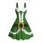Robe de Noël avec ceinture et imprimé 3D en fausse fourrure, mini-robe - PLANT GREEN XXXXXL | US 20
