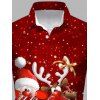 Chemise de Noël pour homme à manches longues, imprimé élan, Père Noël et clochette, colorblock - Rouge Vineux 5XL