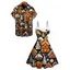 Couple Outfit Christmas Tree Snowflake Elements Printed Faux Fur Dress and Shirt Set - Noir S | US 4