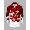 Christmas Couple Outfit Elk Santa Claus Bell Print Hoodie Dress and Shirt Set - Rouge Vineux S | US 4