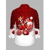 Christmas Couple Outfit Elk Santa Claus Bell Print Hoodie Dress and Shirt Set - Rouge Vineux S | US 4