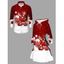 Christmas Couple Outfit Elk Santa Claus Bell Print Hoodie Dress and Shirt Set - Rouge Vineux S | US 4
