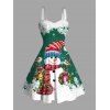 Couple Outfit Christmas Tree Snowman Snowflake Print Faux Fur Dress and Shirt Set - PLANT GREEN S | US 4