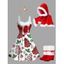 Women Outfit Christmas Tree Printed Faux Fur Dress Cape and Accessories Set Boots Set - Rouge S | US 4