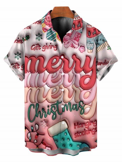 Chemise de Noël pour homme, imprimée, à boutons