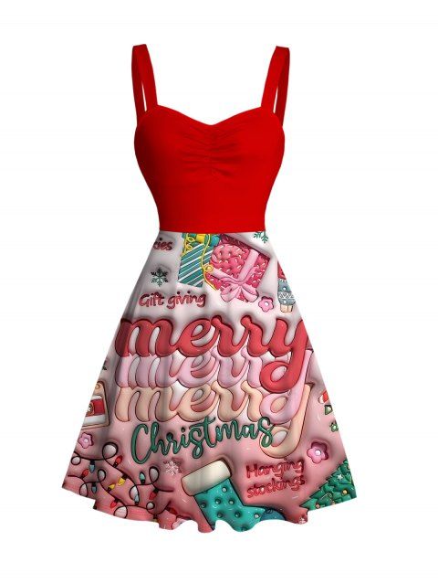 Robe de fête, cadeau de Noël, imprimée, mini-robe froncée