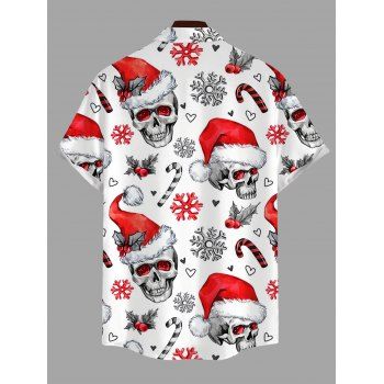 Couple Outfit Skull with Christmas Hat Snowflake Print Faux Fur Dress and Shirt Set