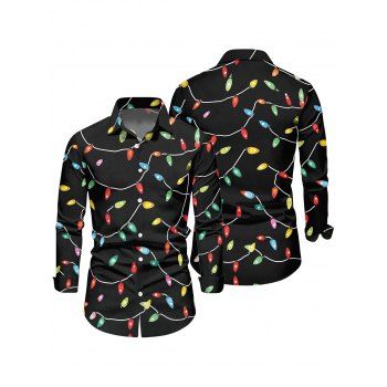 Men's Christmas Shirt Lightning Chains Print Long Sleeve Shirt
