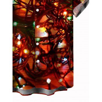 Christmas Couple Outfit Lightning Chains Print Faux Fur Dress and Shirt Set