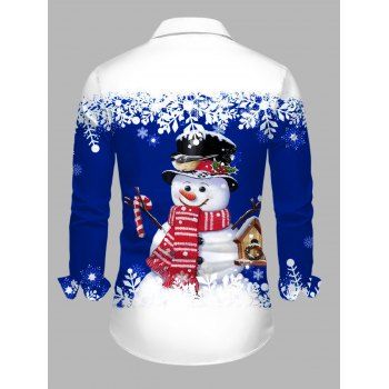 Christmas Couple Outfit Snowman Snowflake Print Colorblock Dress and Shirt Set