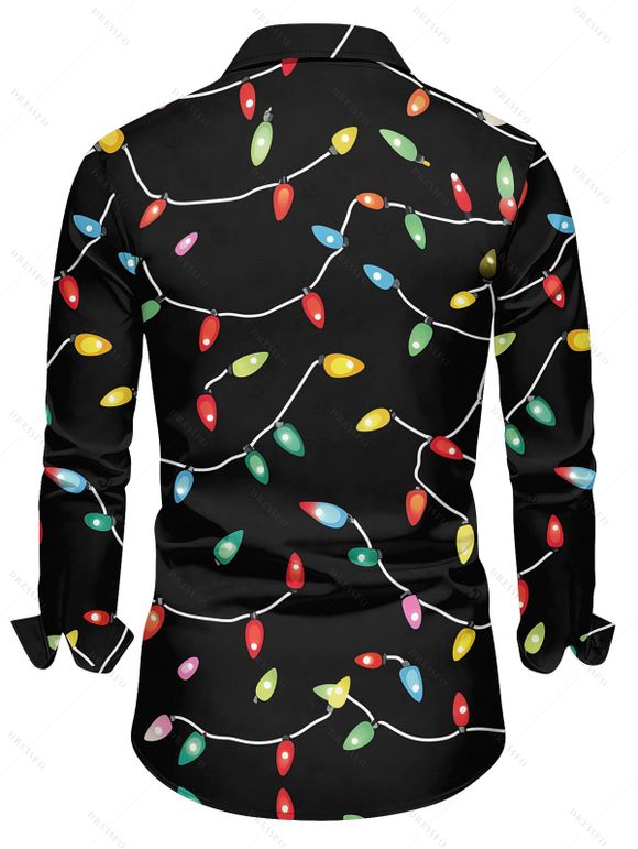 Chemise de Noël pour homme à manches longues avec imprimé chaînes d'éclairs - Noir 5XL