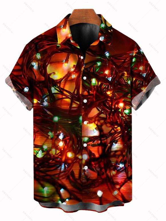 Christmas Couple Outfit Lightning Chains Print Faux Fur Dress and Shirt Set - Rouge Vineux S | US 4