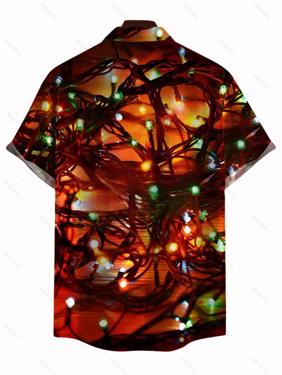 Christmas Couple Outfit Lightning Chains Print Faux Fur Dress and Shirt Set - Rouge Vineux S | US 4