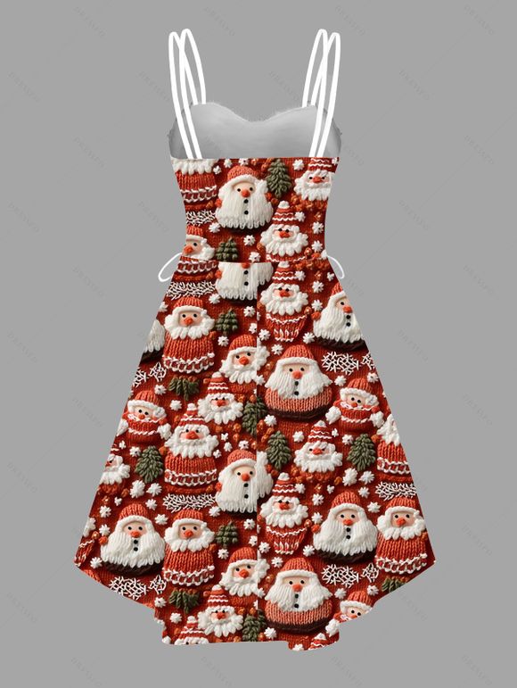 Robe de Noël Père Noël Sapin à lacets en fausse fourrure asymétrique - Rouge Cerise XXL | US 14