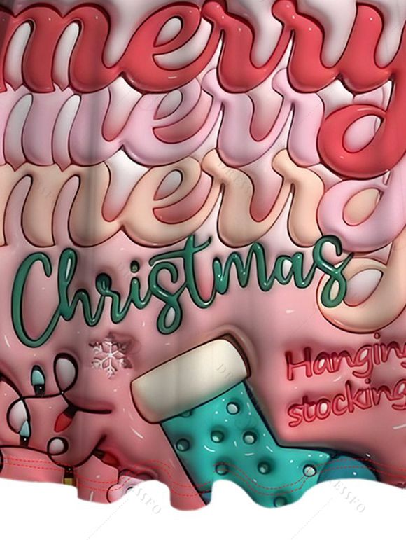 Robe de fête imprimée Joyeux Noël Mini robe froncée - Rouge XXL | US 14