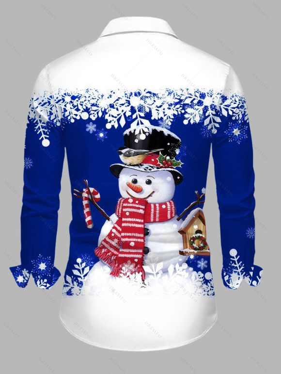 Christmas Couple Outfit Snowman Snowflake Print Colorblock Dress and Shirt Set - Bleu S | US 4