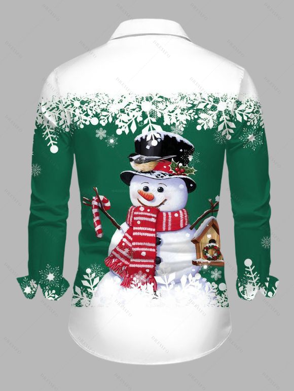 Christmas Couple Outfit Snowman Snowflake Print Colorblock Dress and Shirt Set - Vert S | US 4