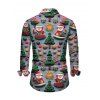 Chemise de Noël pour homme, manches longues, imprimé sapin de Noël et Père Noël - Bleu gris 5XL