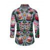 Chemise de Noël pour homme, manches longues, imprimé sapin de Noël et Père Noël - Bleu gris 5XL