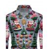 Chemise de Noël pour homme, manches longues, imprimé sapin de Noël et Père Noël - Bleu gris 5XL