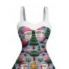 Robe de Noël imprimée sapin de Noël et Père Noël, mini-robe en fausse fourrure - Bleu gris XXXXXL | US 20