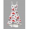 Couple Outfit Skull with Christmas Hat Snowflake Print Faux Fur Dress and Shirt Set - Rouge S | US 4