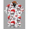 Couple Outfit Skull with Christmas Hat Snowflake Print Faux Fur Dress and Shirt Set - Rouge S | US 4