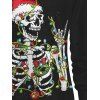 Women Outfit Skeleton Christmas Hat Print Buckle Sweatshirt and Lightning Chains Leggings Set - Noir S | US 4