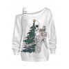 Holiday Outfit Christmas Tree Skeleton Print Buckle Sweatshirt and Grommet Leggings Set - Blanc S | US 4
